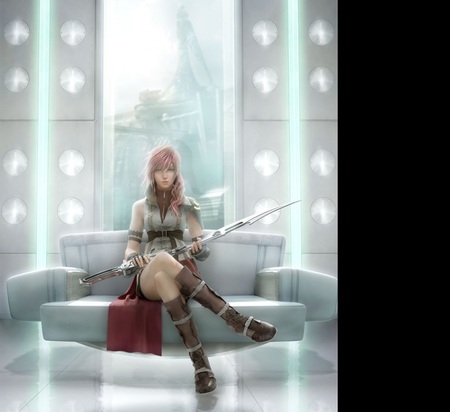 I am Waiting! - woman, adventure, beautiful, anime, final fantasy, sword, legs