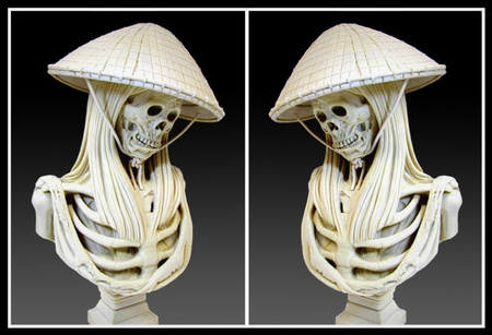 Blind Dead - skull, abstract, hat, sculpture, artwork, clay, fantasy, skeleton