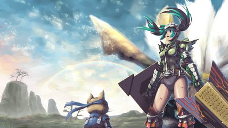 Monster Hunter Miku - hatsune, vocaloid, anime, miku, monster hunter