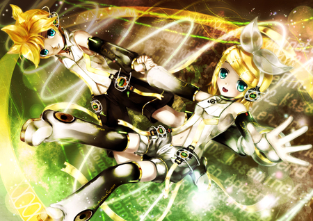 Len & Rin - rin, vocaloid, anime, kagamine, len