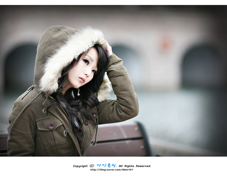 Asian Model - winter, woman, beautiful, model, black hair, asian, korean