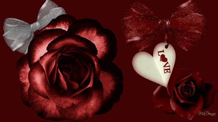 Dark Valentine - tag, dark, roses, ribbons, goth, valentines day, firefox persona, gothic