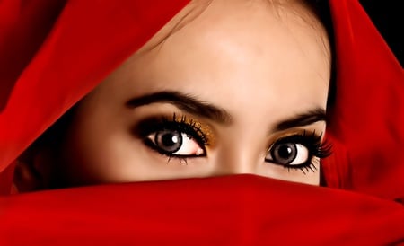 Beautiful eyes - eye-lashes, girl, eyes, beauty, wonderful, make-up, lady, stare, red