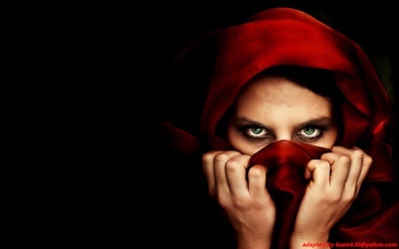 eyes - woman, face, eyes, red