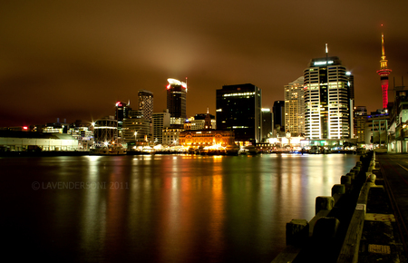 Auckland Ferry Terminal - auckland, night scene, auckland skyscrapers, new zealand