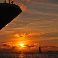 boats at sunset