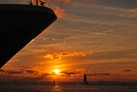 boats at sunset