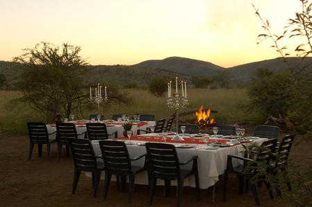 Dinner nature - nice, candles, photography, mountains, sunset, pleasant, fire, exotic, nature, quiet, cool, beautiful, grass, dinner