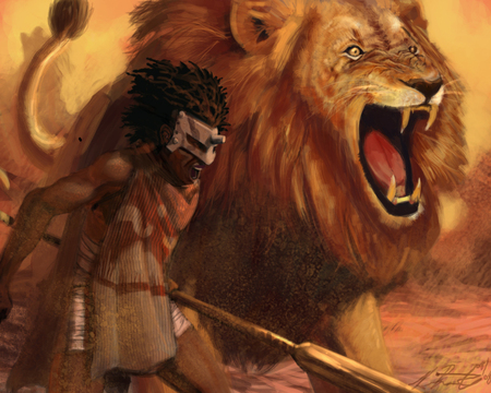 lion warrior - lion, fantasy, africa, warrior