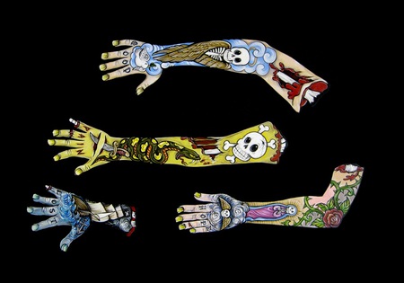 Arms - abstract, fantasy, macabre, tattoos, fingers, artwork, dark, skull