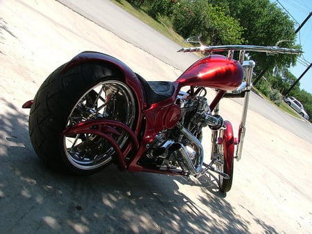 Custom Red Harley Davidson - harley, chopper, bike, motorcycles