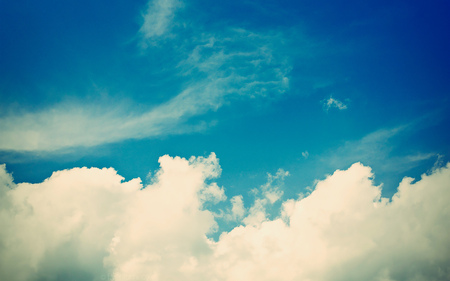 Vintake skies - clear, deep blue, beautiful, sky, deep colour, vintage, nice, clouds, nature