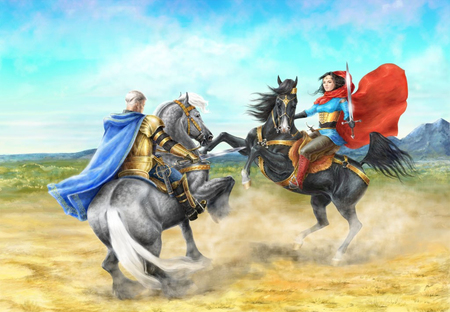 Riders - abstract, fantasy, horses, warriors