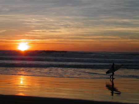 Surfer -for you Dori - sports, water, beautiful, ocean, water sports, popular, sunset, surf, waves, golden, sun, surfer