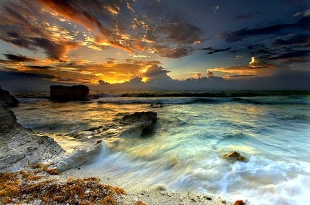 TRADE WINDS - sky, ocean, clouds, sunset, waves