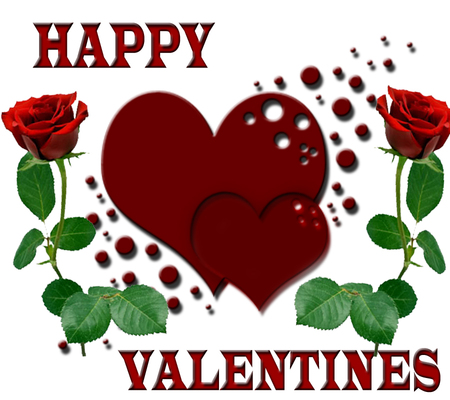 Happy Valentines - love, hearts, valentines, roses, flowers