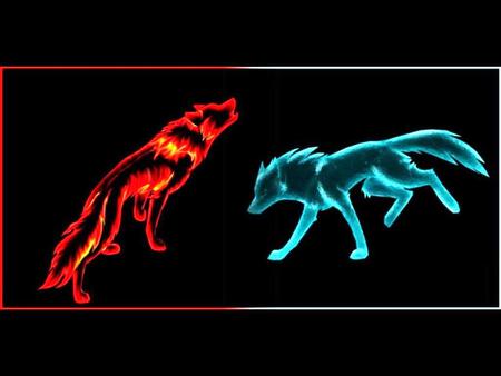 FIRE & ICE WOLF - ice, fire, wolf, neon