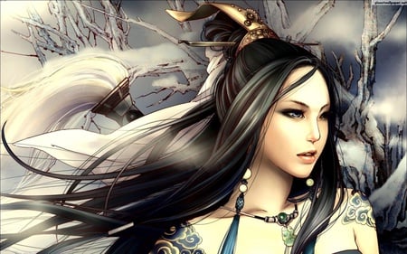 Oriental Fantasy - abstract, female, artwork, oriental, asian, fantasy, cg