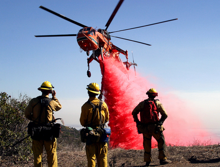 Fire retardant - fire, landscape, men, helicopter