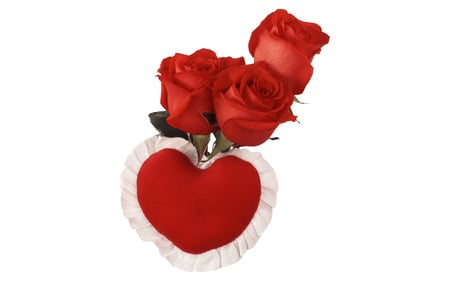 Roses and Red Heart - nature, love, red, heart, valentine, flowers, rose, flower