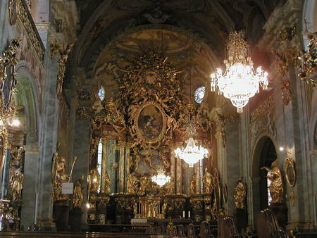 Church Interior Baroque Style - marble, copper, arch, decorations, gold, window, statues