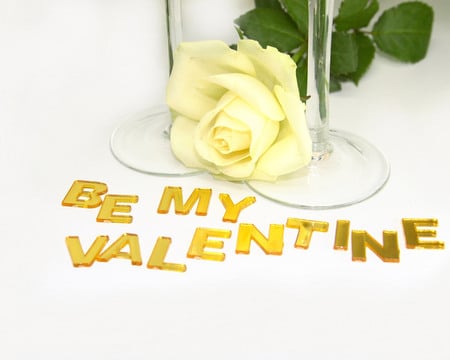 Be my Valentine - glasses, yellow, valentine, rose, love, flower