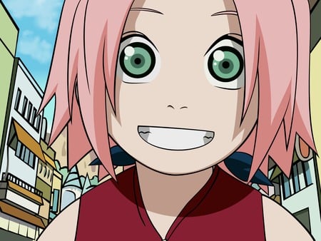 Close Haruno Sakura - pink hair, green eyes, naruto, sakura