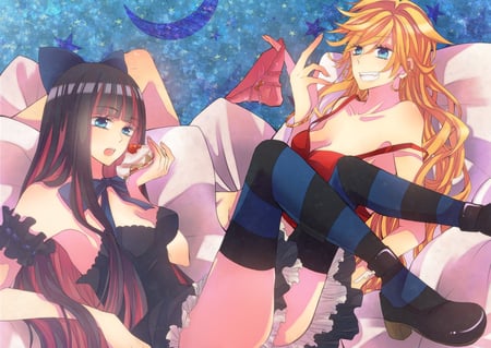 Panty & Stocking - panty, stocking, long hair, gray, with, character