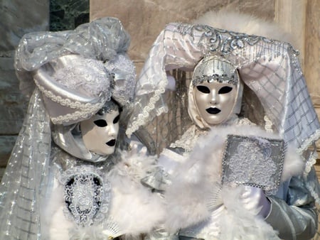 Carnival - carnival, silver, 2 masks, beautiful, female