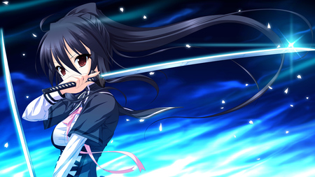 Swords - anime, girl, swords, blue