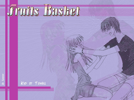 kyo and tohru - kyo, purple, tohru, fruits basket