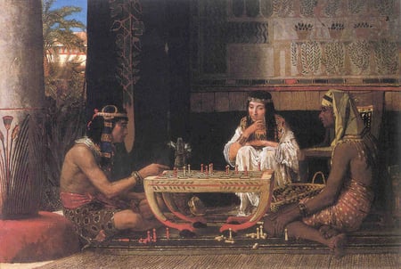 Ancient Egyptian Chess Players - chess, egyptian, servant, players, decoration, pillar