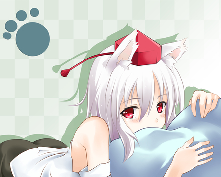 cute animal ears girl - alone, girl, cute, red eyes