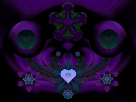 Deep Purple Love - eye candy, collage, 3d, fractal, abstract