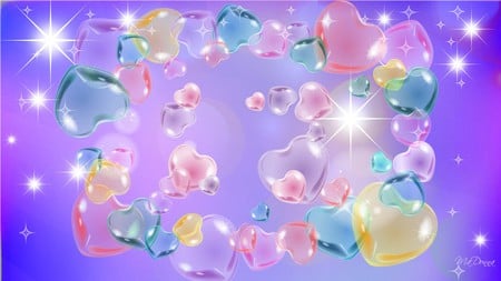 Valentines in Pastel - bright, hearts, stars, purple, pink, valentines day