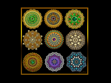 Ornaments - geometric, abstract, collage, photoshop, design, jewel, fantasy