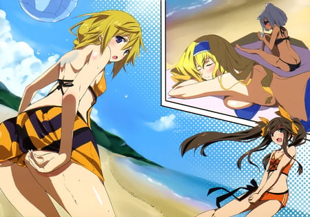 Infinite Stratos - water, bikini, blonde hair, wet, long hair, blue eyes