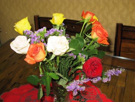 Anniversary Flowers - roses, yellow, orange, red