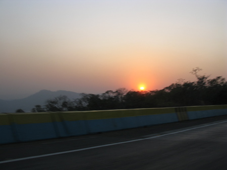 sunset - roads, sunset, mountains, way