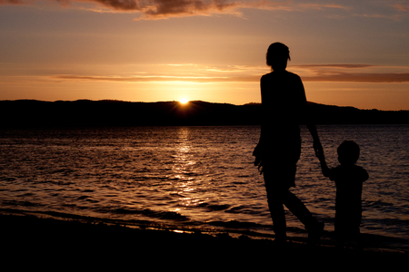 Mild and Sweet - sun set, baby, beach, family