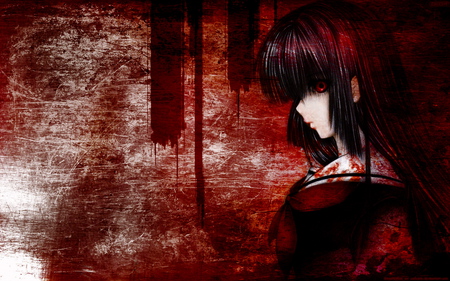 Dark girl - girl, eyes, anime, red