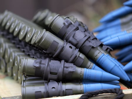 Ammunition - abstract, bullets, rounds, photography, blue, 25mm