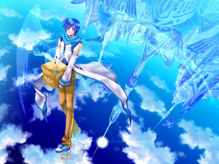 Kaito - blue hair, male, vocaloid, music, anime, kaito