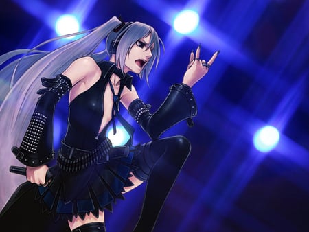 Miku Hagane - metal, hagane miku, vocaloid, grey hair, music, miku hagane