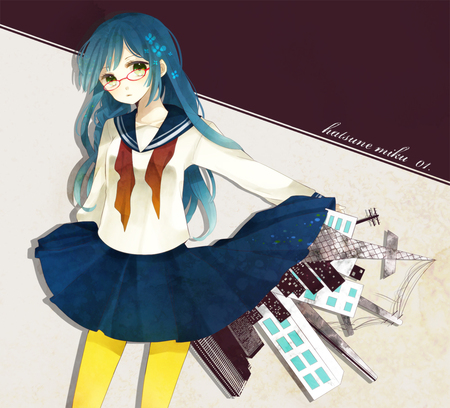 Miku Hatsune - miku hatsune, song, vocaloid, anime, long hair, female, music, hatsune miku, blue hair