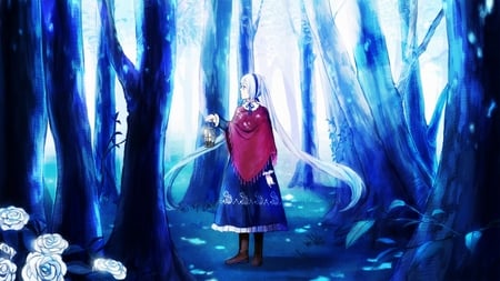 New Miku - anime, female, miku hatsune, hatsune miku, forest, long hair, nature vocaloid, white hair