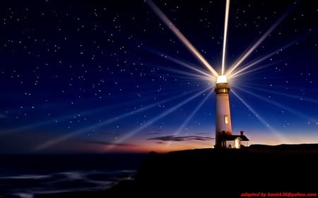 lighthouse - water, lighthouse, landscape, blue