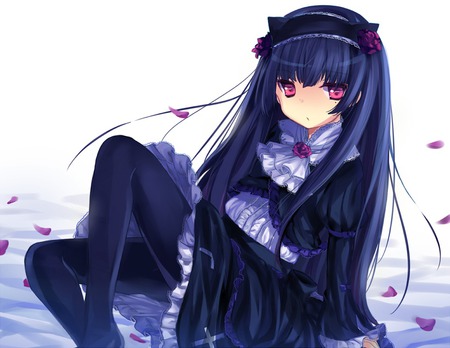 gokou ruri - pink eyes, ore no imouto ga konna ni kawaii wake ga nai, animal ears, dress, pantyhose, gokou ruri, petals