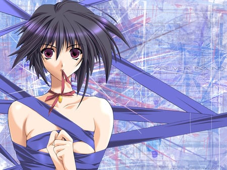 Forever Bound - girl, gift, wrap, red, blue, bondage, anime