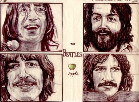 The Beatles, Illustration - harrison, classic rock, british, lennon, starr, mccartney